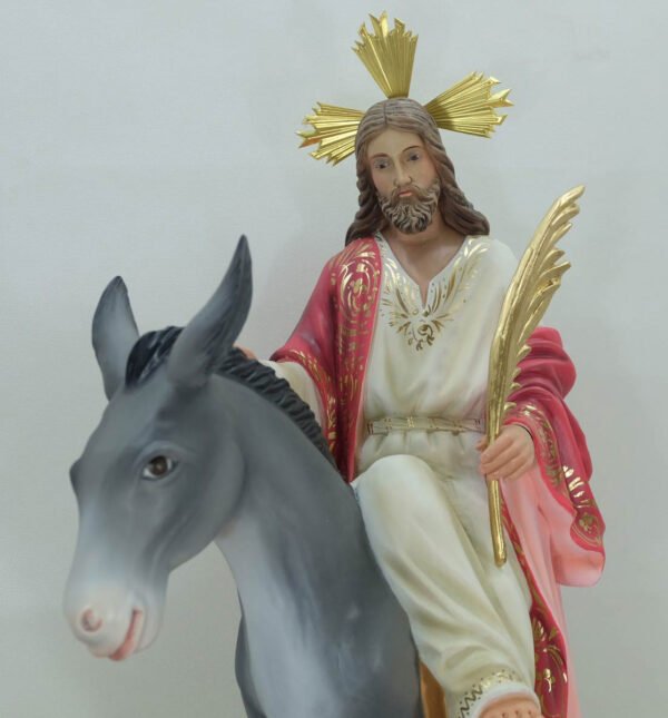 Jesus entry into Jerusalem Donkey. Woodcarving