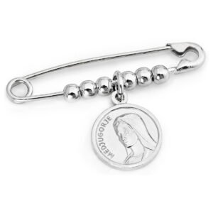 Alfiler 'Virgen de Medjugorje'. Plata de ley 925. AMEN