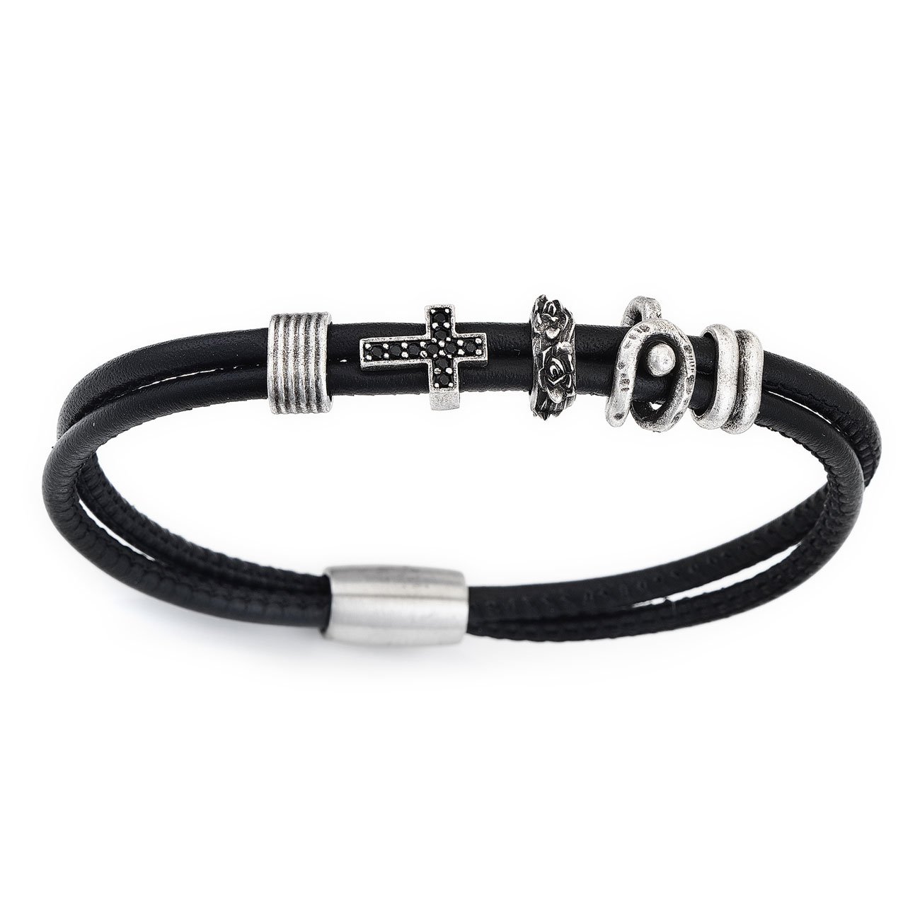 Pulsera con Cruz. Bronce y acero. AMEN