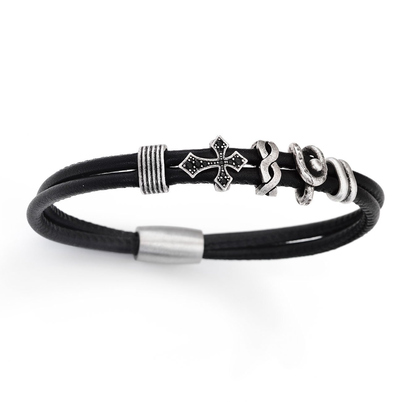 Pulsera con Cruz. Bronce y acero. AMEN