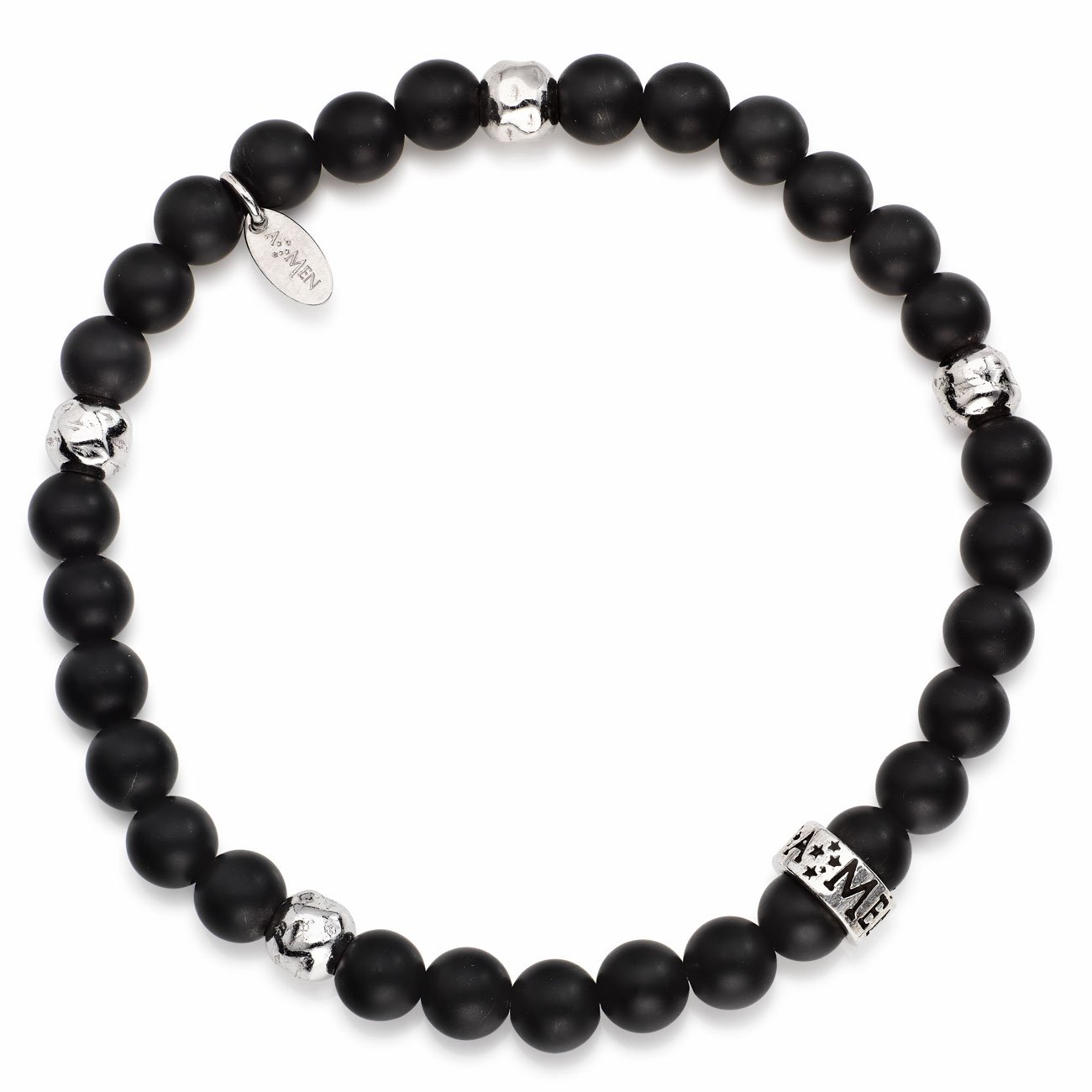 Brazalete Hombre. Plata de ley y ónix. AMEN