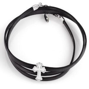 Brazalete con cruz. Plata de ley y nacar. AMEN