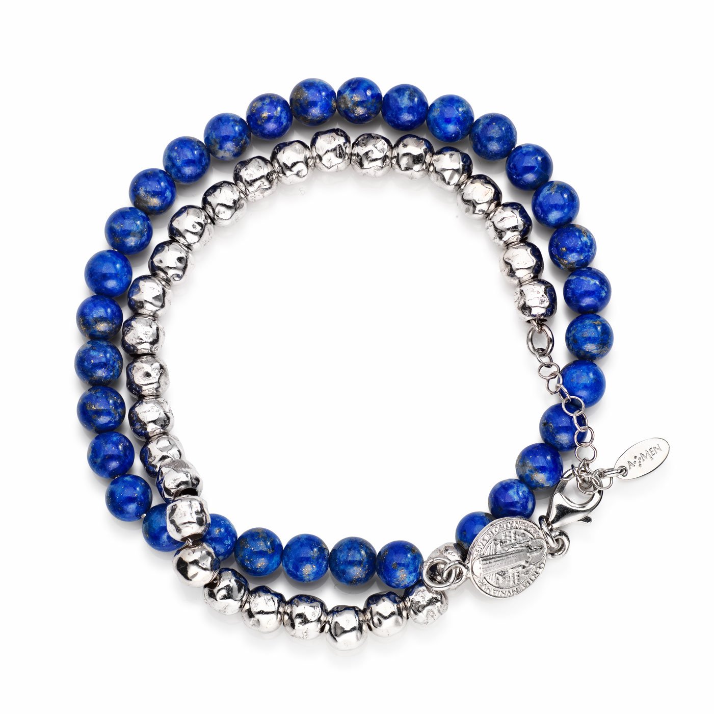 Brazalete San Benito. Plata de ley y lapislázuli. AMEN