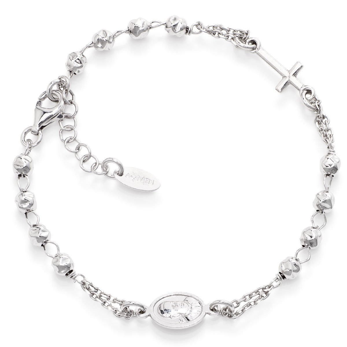 Bracelet with cross and Francis Pope. Sterling silver 925. AMEN