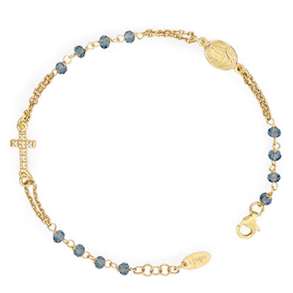Rosary bracelet with cross and Our lady of the miracle. Sterling silver 925. AMEN