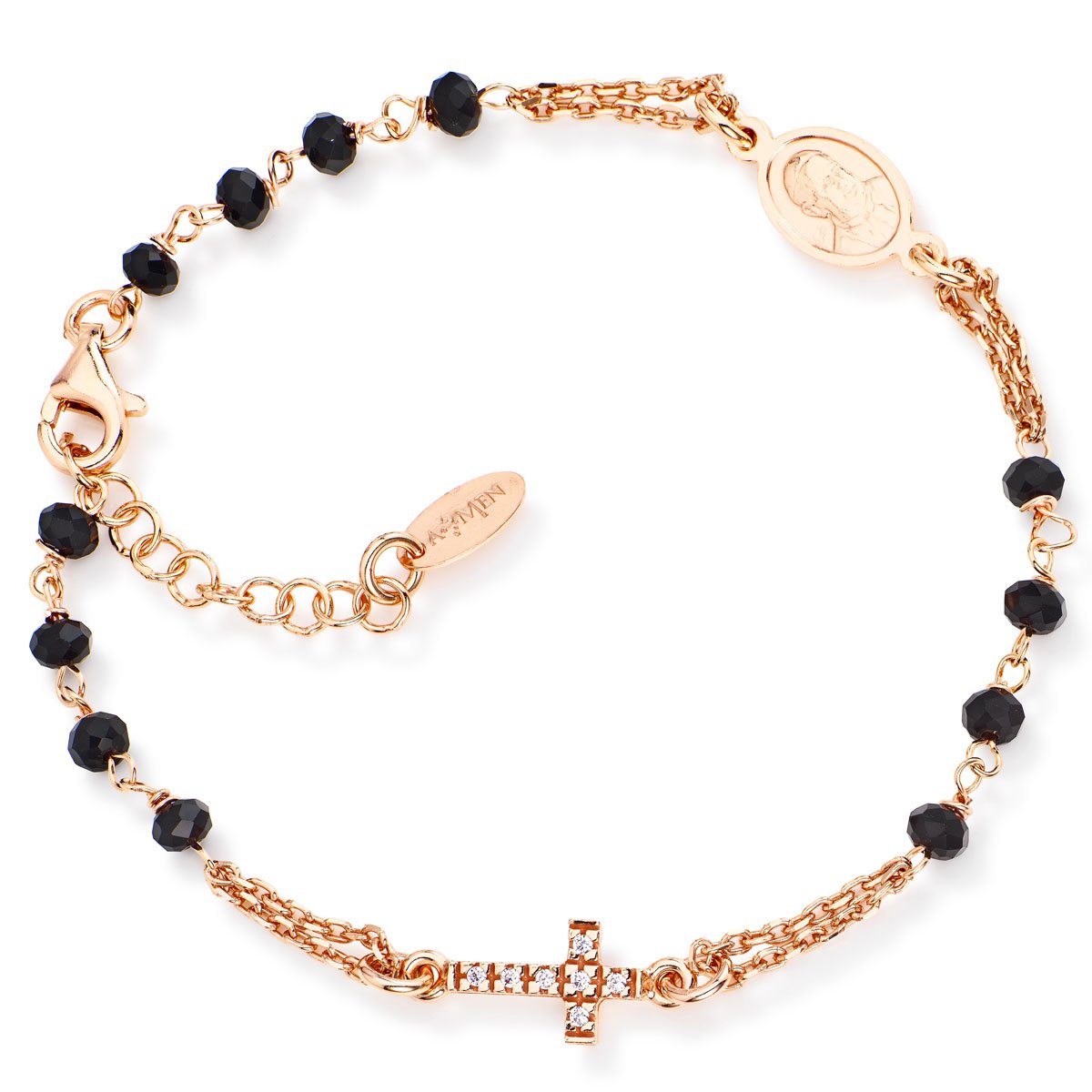 Rosary bracelet with cross and Francis pope. Sterling silver 925. AMEN