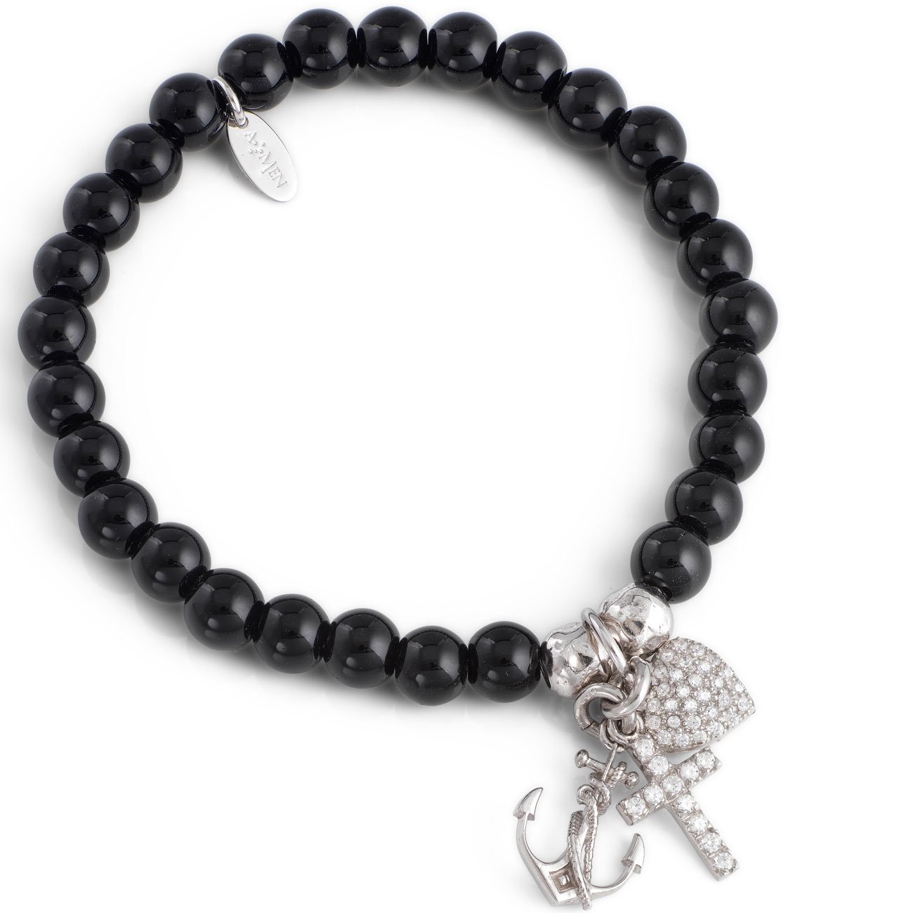 Bracelet ‘Faith. Hope, Charity’. Sterling silver 925 and agate.   AMEN