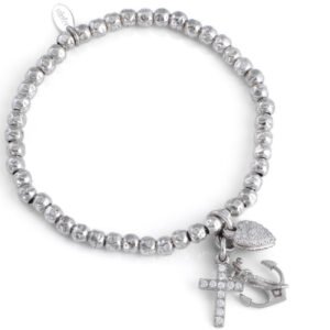 Brazalete 'Fe. Esperanza, Caridad'. Plata de ley 925. AMEN
