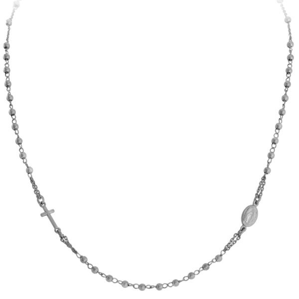 Gargantilla 'Cruz y Virgen Milagrosa'. Plata de ley 925. AMEN-0