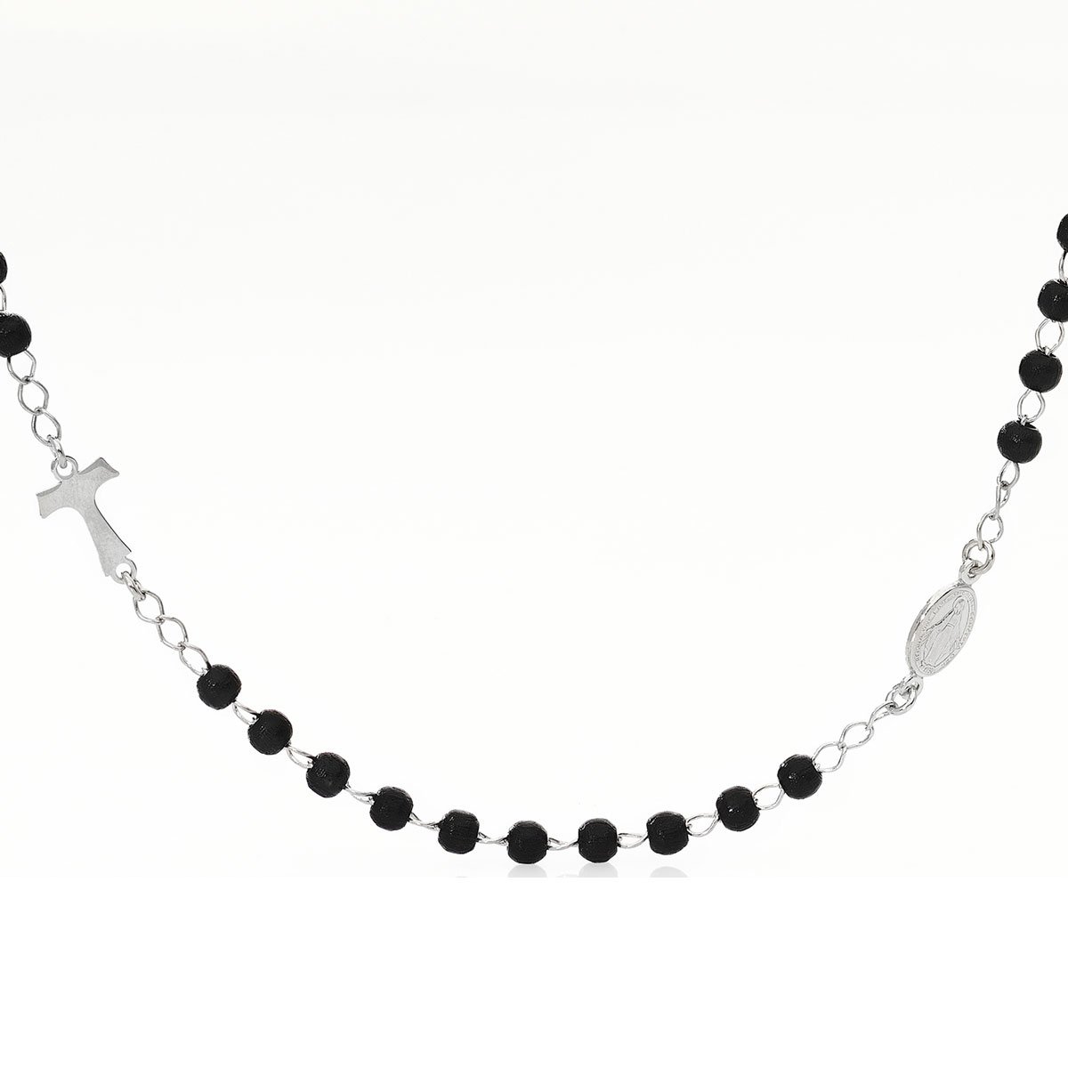 Necklace ‘Our Lady of the Miracle and Tau cross’. Sterling silver 925. AMEN