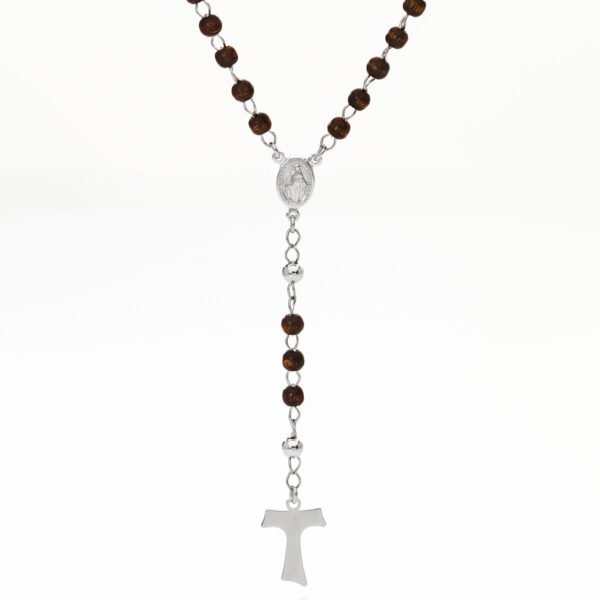 Rosario. Plata de ley 925 y madera. AMEN-0