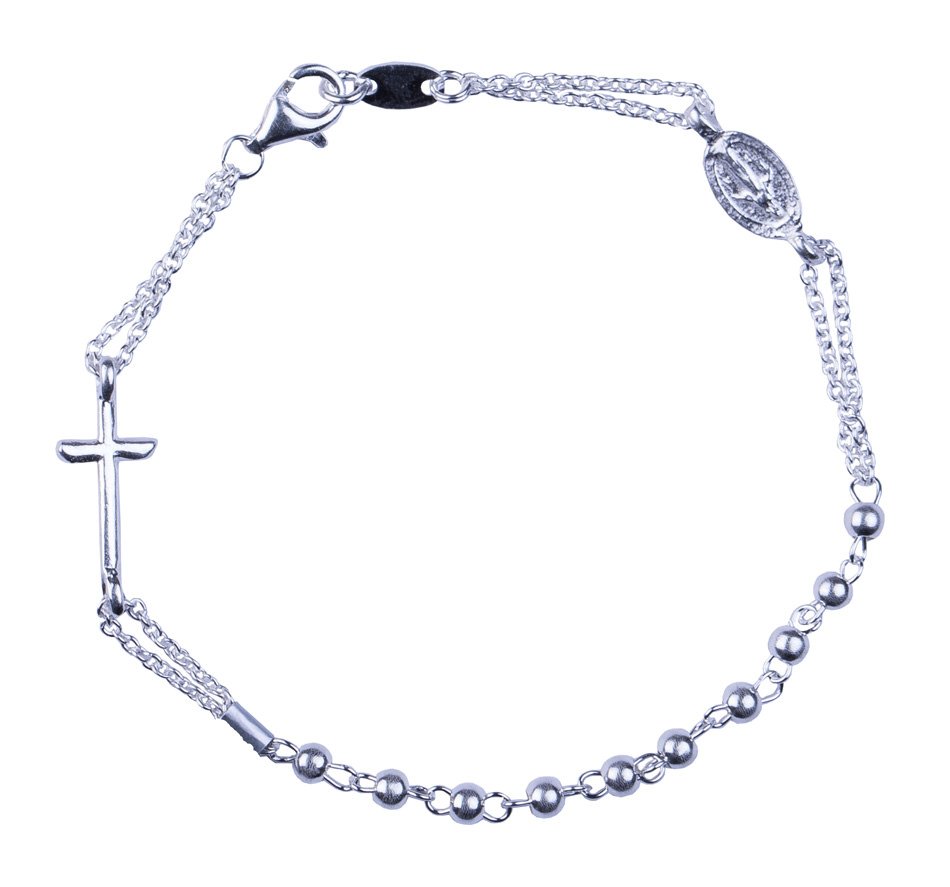 Brazalete 3 mm. Virgen Milagrosa. Plata ley 925