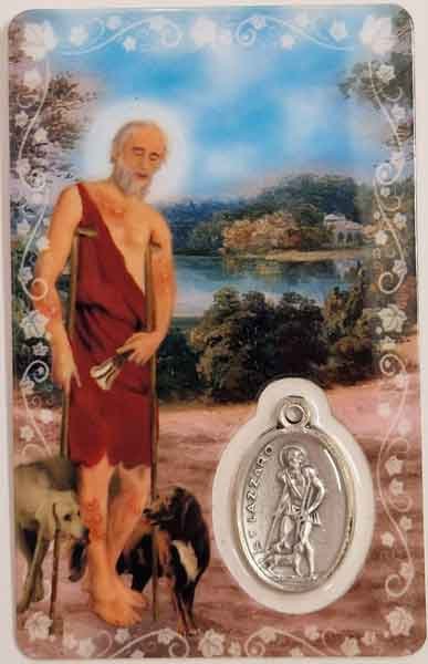 Estampa de San Lazaro con medalla