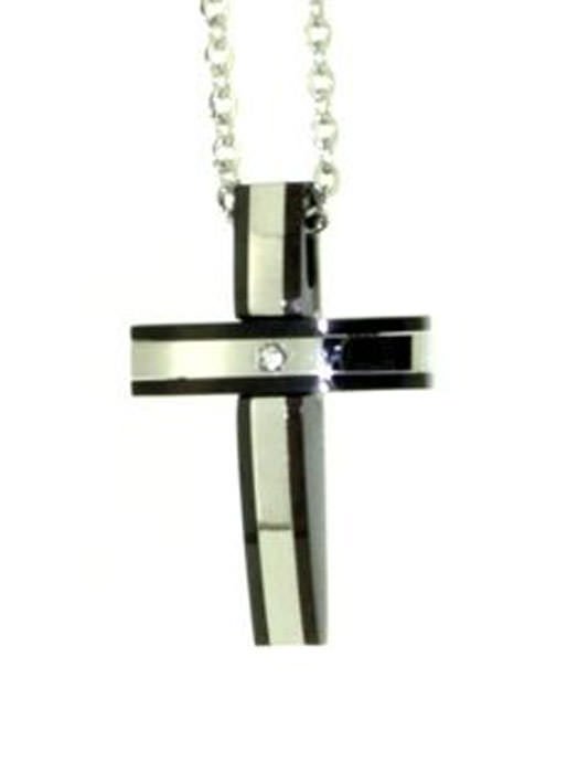 Cruz Bicolor con cadena. Acero