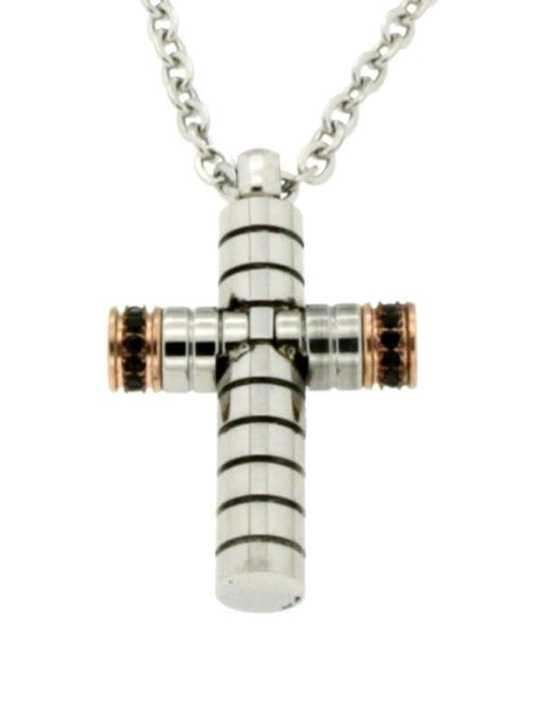 Cruz Bicolor con cadena. Acero