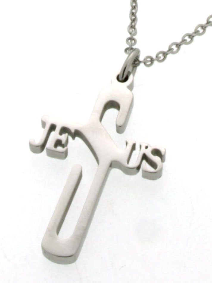 Cruz con cadena 'Jesus'. Acero