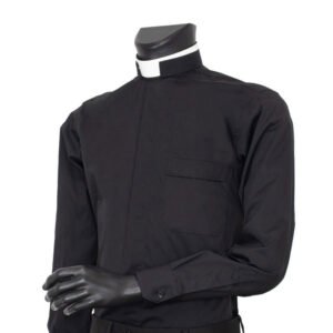Camisa Clergyman Lisa, con cuello romano. Manga larga. Mixto Algodón. Varios colores.