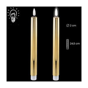 Set de 2 velas, efecto oro. Pilas