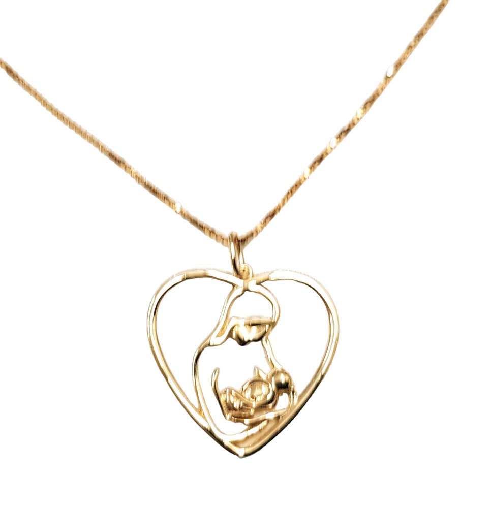 Corazón con cadena. Plata 925, baño oro.