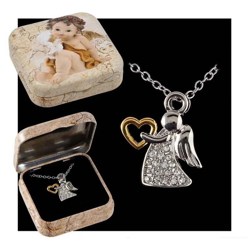 Colgante angel metal y circonitas