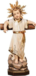 Niño Jesus con cruz y aureola rayos
