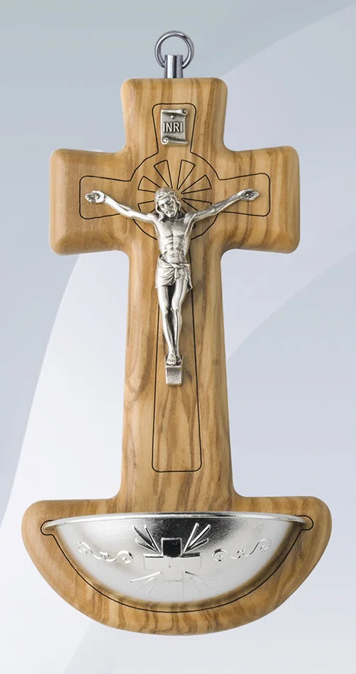 Benditera Crucifijo. Madera Olivo