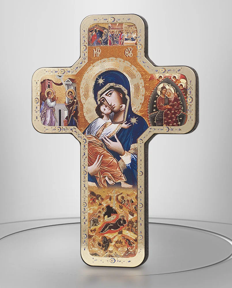 Crucifijo Virgen de la Ternura en madera