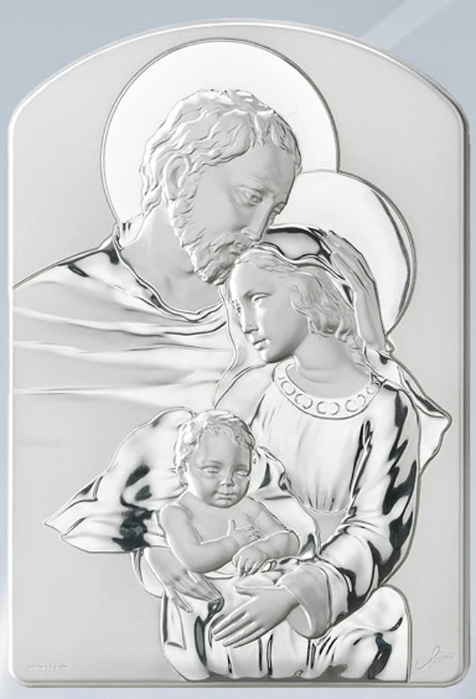 Holy Family altarpiece. Laminated silver