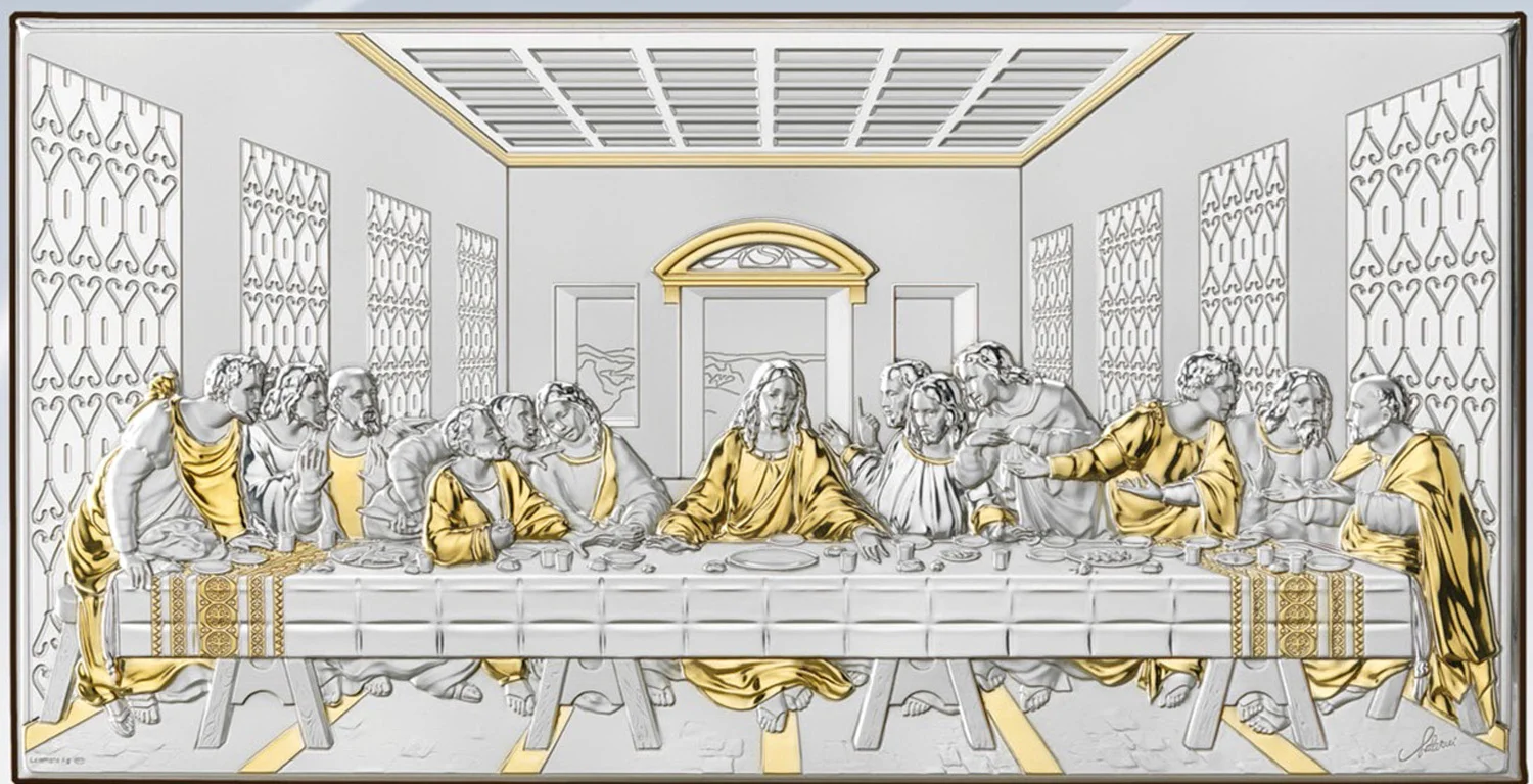 Retablo de la Ultima Cena. Plata laminada y baño de oro.