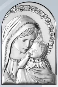 Altarpiece of the Virgin and Child. Laminated silver