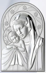 Altarpiece of the Virgin and Child. Laminated silver