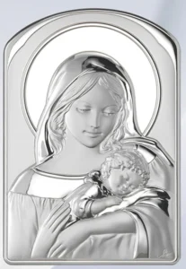 Altarpiece of the Virgin and Child. Laminated silver