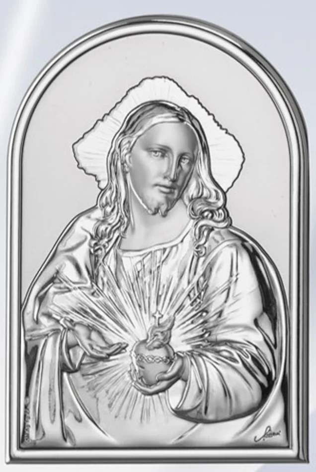 Retablo del Sagrado Corazon de Jesus. Plata laminada